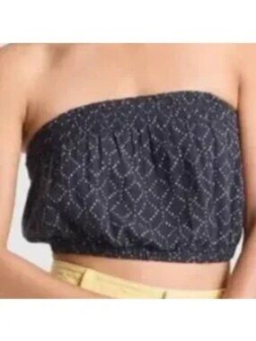 Universal Thread size XL Crinkle Gauze Tube Top NEW Navy & White